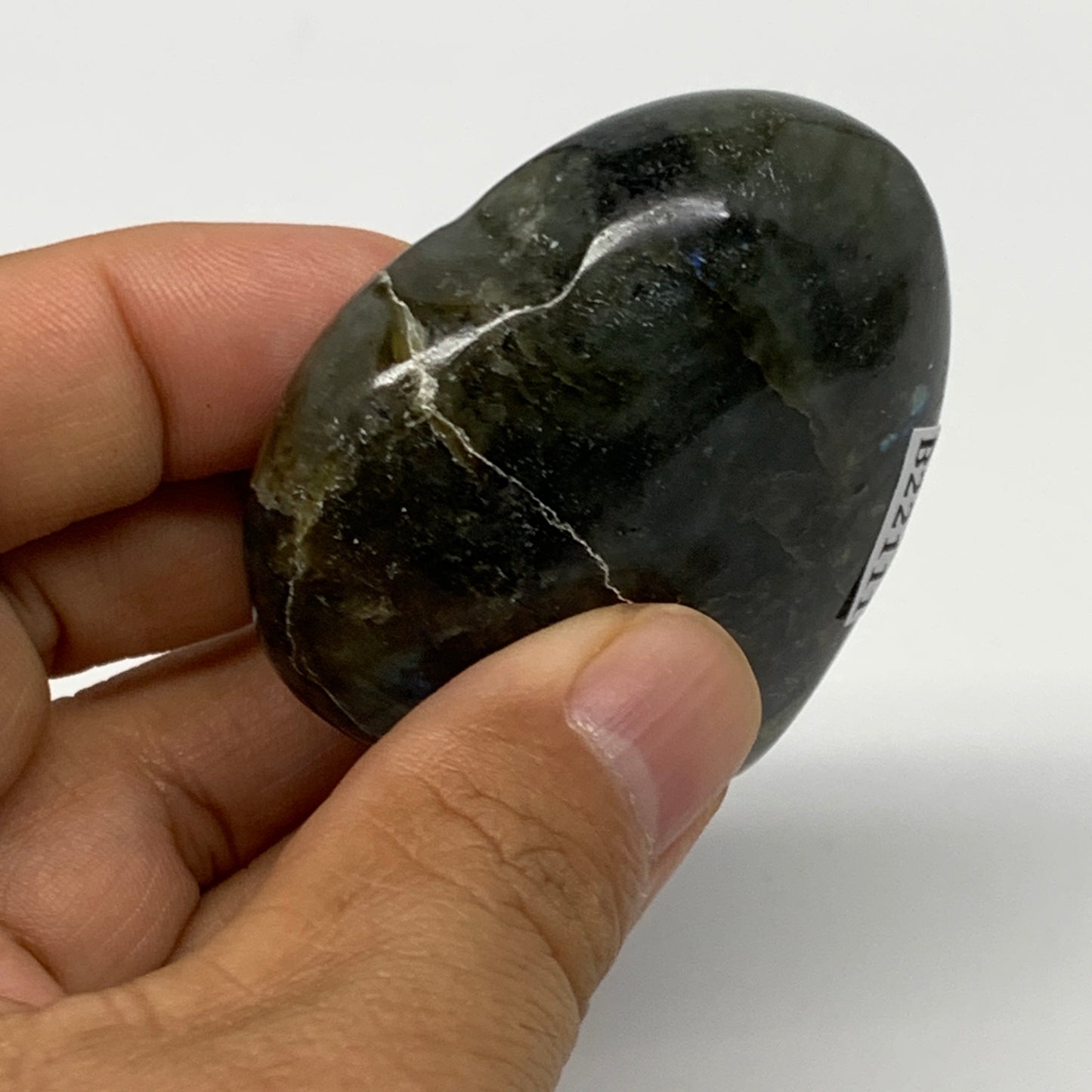 86.2g,2"x2.1"x0.9" Natural Labradorite Heart Small Polished Healing Crystal, B22