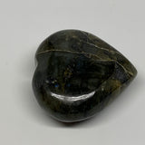 86.2g,2"x2.1"x0.9" Natural Labradorite Heart Small Polished Healing Crystal, B22
