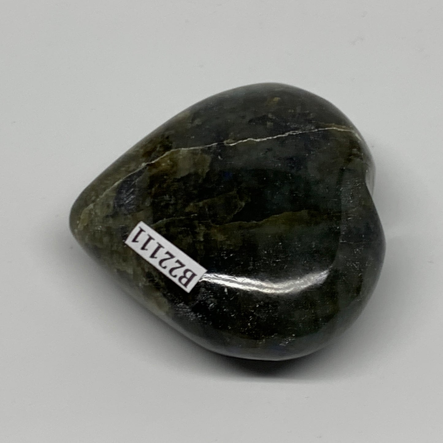 86.2g,2"x2.1"x0.9" Natural Labradorite Heart Small Polished Healing Crystal, B22
