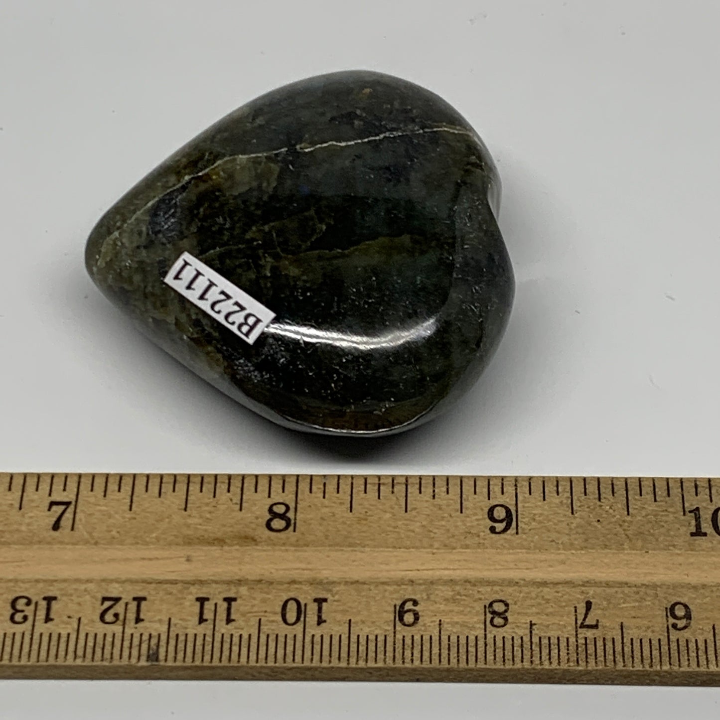 86.2g,2"x2.1"x0.9" Natural Labradorite Heart Small Polished Healing Crystal, B22