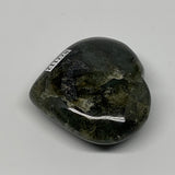 86g,2.1"x2.3"x0.8" Natural Labradorite Heart Small Polished Healing Crystal, B22