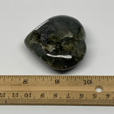 86g,2.1"x2.3"x0.8" Natural Labradorite Heart Small Polished Healing Crystal, B22