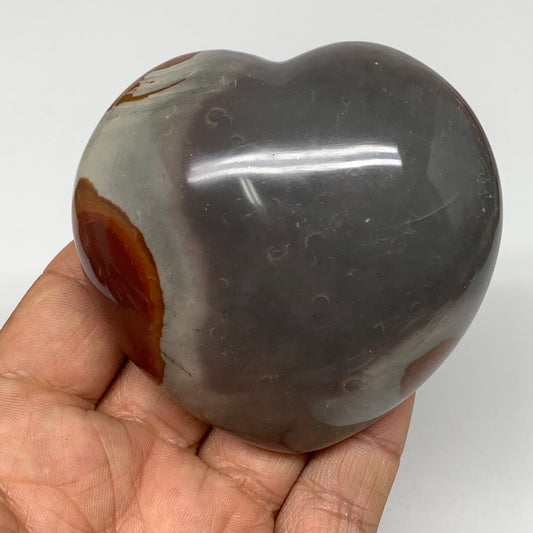 235.5g, 2.7"x2.8"x1.6" Polychrome Jasper Heart Polished Healing Crystal, B2618