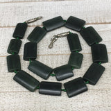 125.1g,22mm-30mm,17 Beads,Natural Serpentine Rectangle Beads Strand, 20", BN199