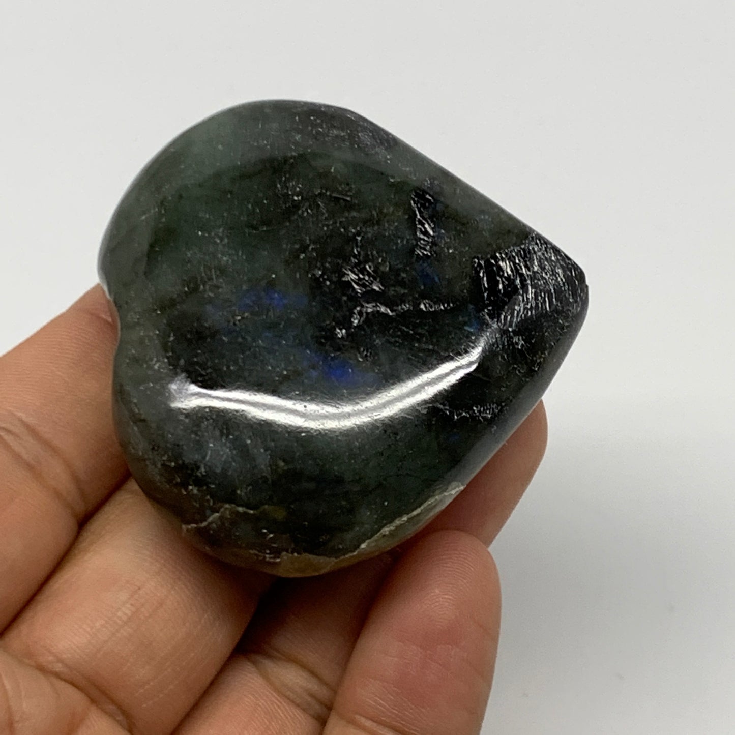 71.8g,1.9"x2"x0.8" Natural Labradorite Heart Small Polished Healing Crystal, B22