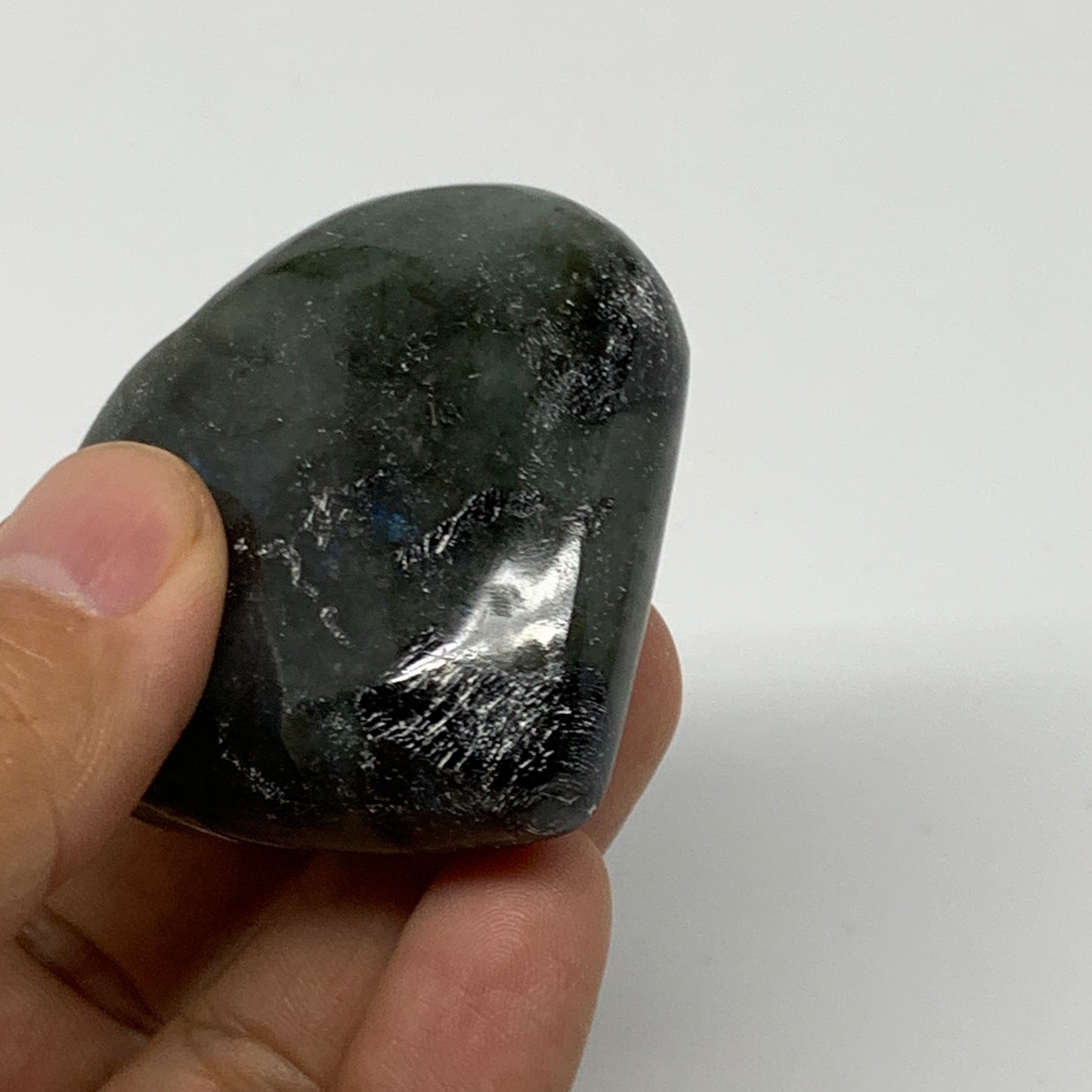 71.8g,1.9"x2"x0.8" Natural Labradorite Heart Small Polished Healing Crystal, B22