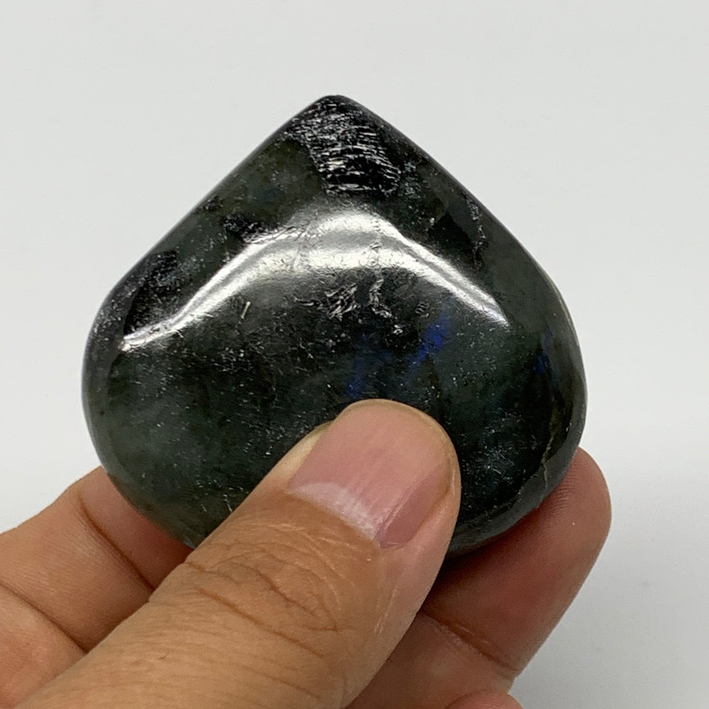 71.8g,1.9"x2"x0.8" Natural Labradorite Heart Small Polished Healing Crystal, B22