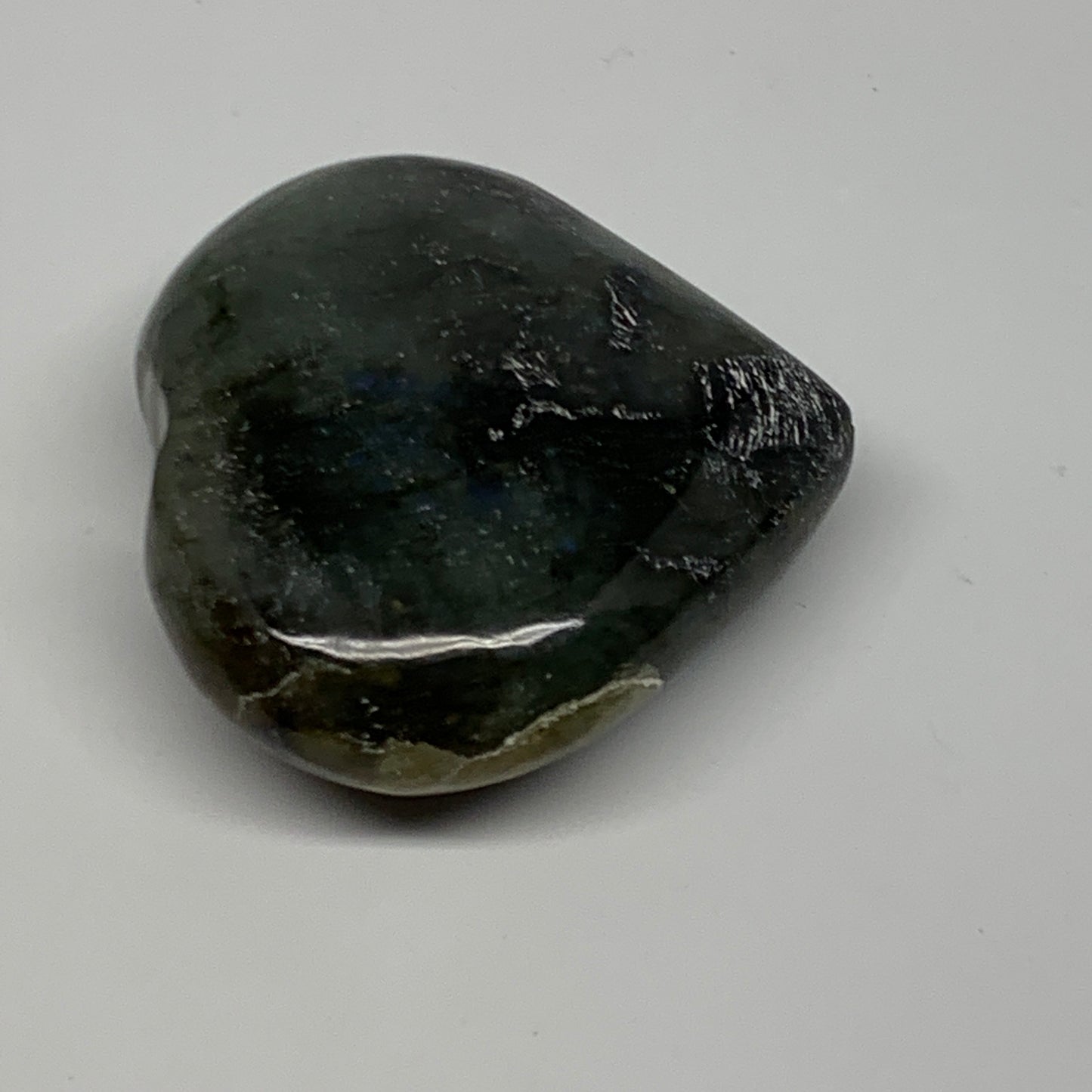 71.8g,1.9"x2"x0.8" Natural Labradorite Heart Small Polished Healing Crystal, B22