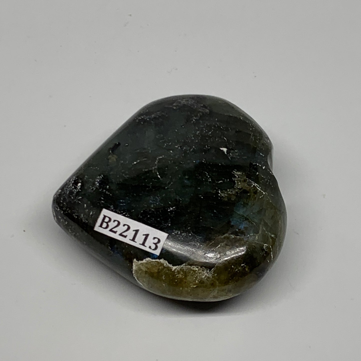 71.8g,1.9"x2"x0.8" Natural Labradorite Heart Small Polished Healing Crystal, B22
