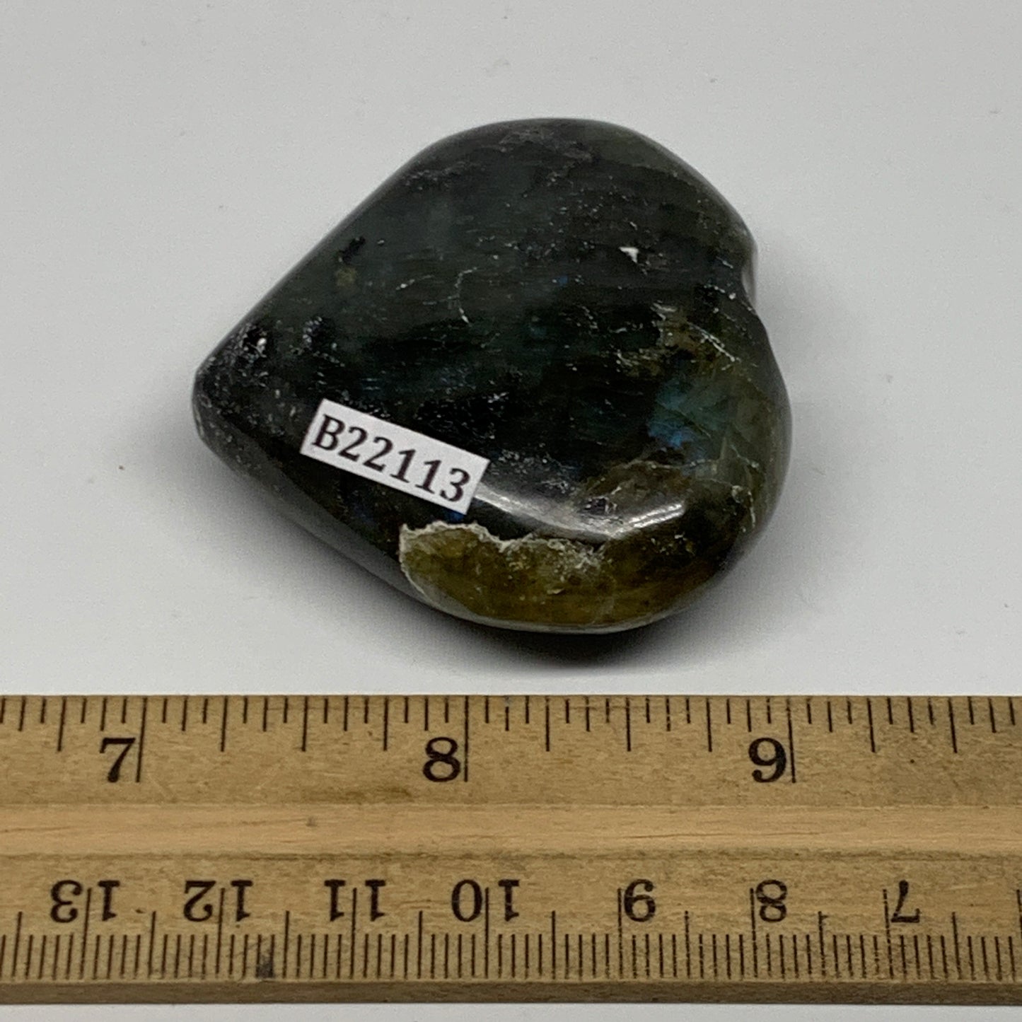 71.8g,1.9"x2"x0.8" Natural Labradorite Heart Small Polished Healing Crystal, B22