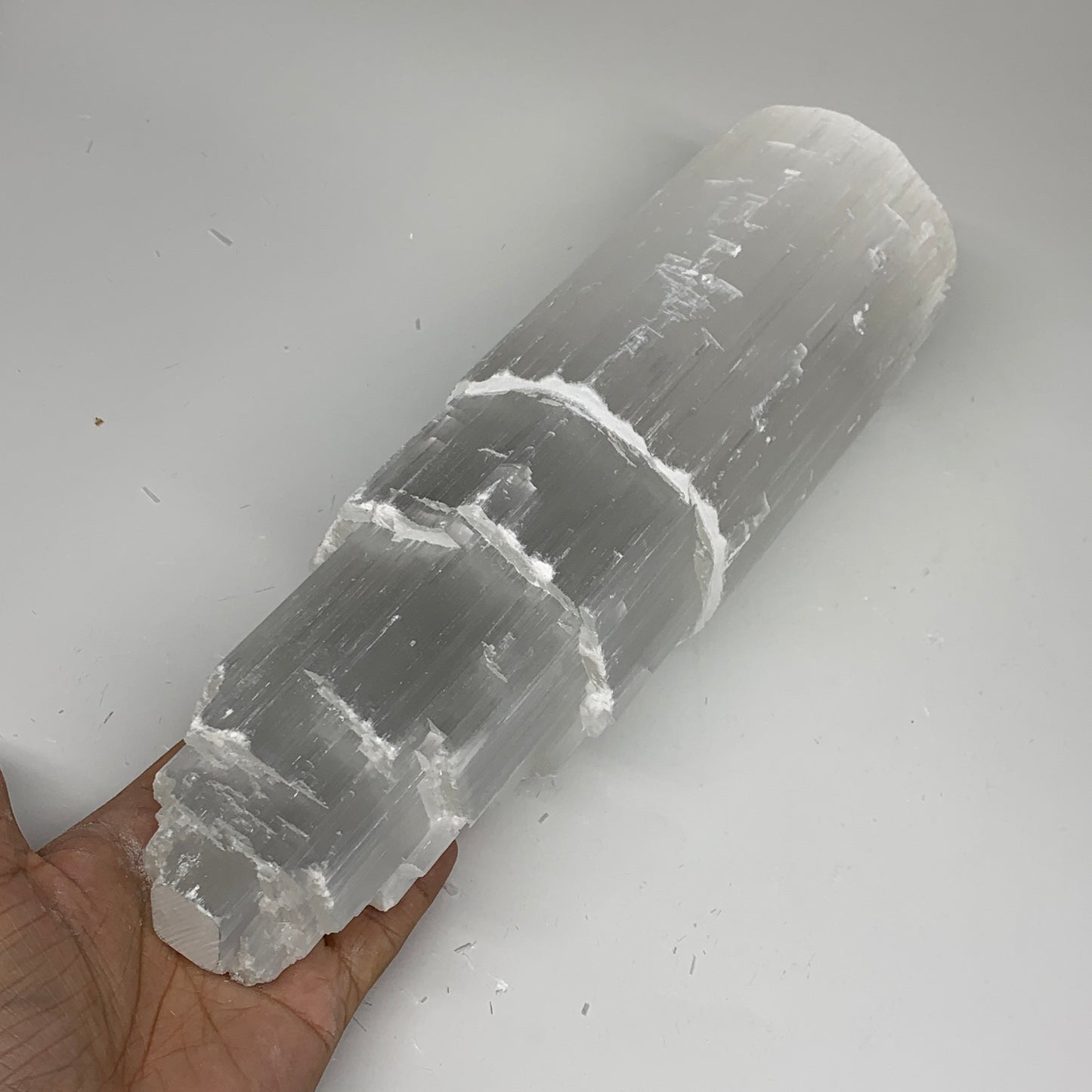 7 lb,12"x3.5" White Selenite (Satin Spar) Rough Lamp W/Chord @Morocco,B12386