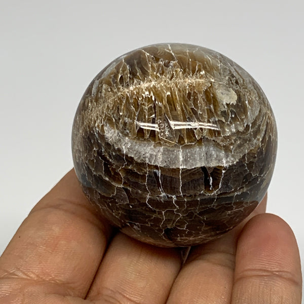 118.9g, 1.8" (45mm), Chocolate/Gray Onyx Sphere Ball Gemstone @Morocco, B18845