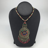 Kuchi Necklace Afghan Tribal Fashion Colorful Glass ATS Necktie Necklace, KN405