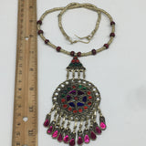 Kuchi Necklace Afghan Tribal Fashion Colorful Glass ATS Necktie Necklace, KN405