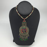 Kuchi Necklace Afghan Tribal Fashion Colorful Glass ATS Necktie Necklace, KN404