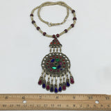 Kuchi Necklace Afghan Tribal Fashion Colorful Glass ATS Necktie Necklace, KN402
