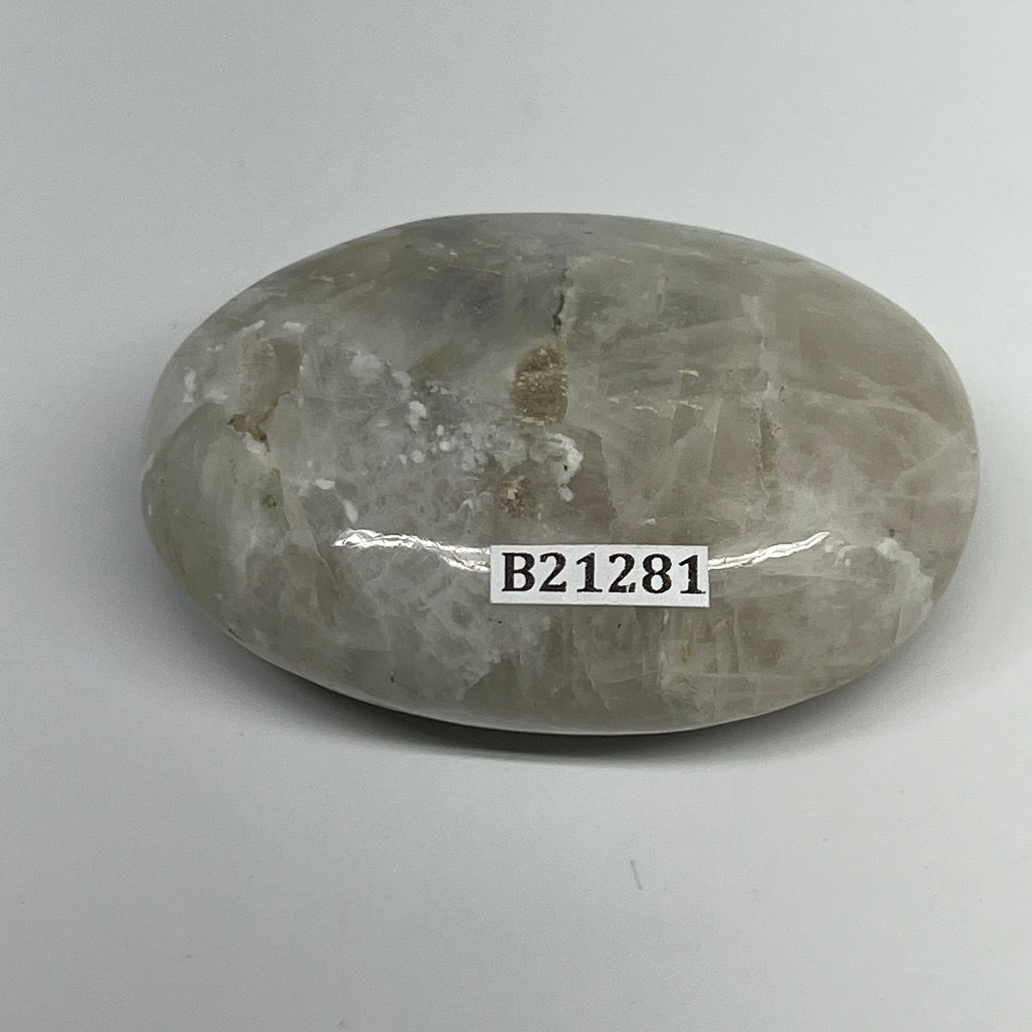 92.2g,2.4"x1.6"x0.9", Rainbow Moonstone Palm-Stone Polished from India, B21281