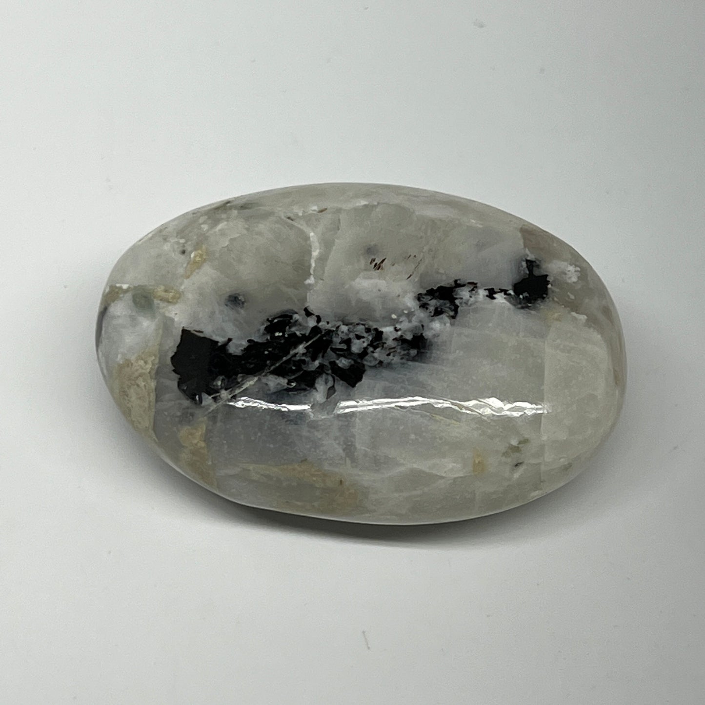 92.2g,2.4"x1.6"x0.9", Rainbow Moonstone Palm-Stone Polished from India, B21281