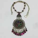 Kuchi Necklace Afghan Tribal Fashion Colorful Glass ATS Necktie Necklace, KN399