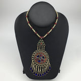 Kuchi Necklace Afghan Tribal Fashion Colorful Glass ATS Necktie Necklace, KN398