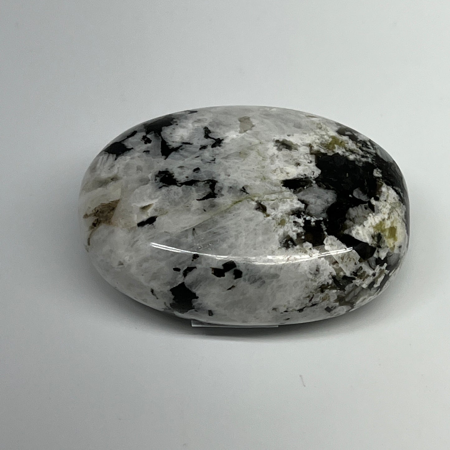 102.4g,2.3"x1.7"x1", Rainbow Moonstone Palm-Stone Polished from India, B21282