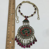 Kuchi Necklace Afghan Tribal Fashion Colorful Glass ATS Necktie Necklace, KN397