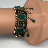 1pc, 20-24" Choker Necklace Afghan Turkmen Tribal 5 Cab Green Inlay Fashion,B140