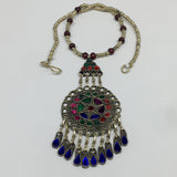 Kuchi Necklace Afghan Tribal Fashion Colorful Glass ATS Necktie Necklace, KN395