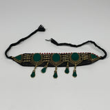 1pc, 20-24" Choker Necklace Afghan Turkmen Tribal 5 Cab Green Inlay Fashion,B140