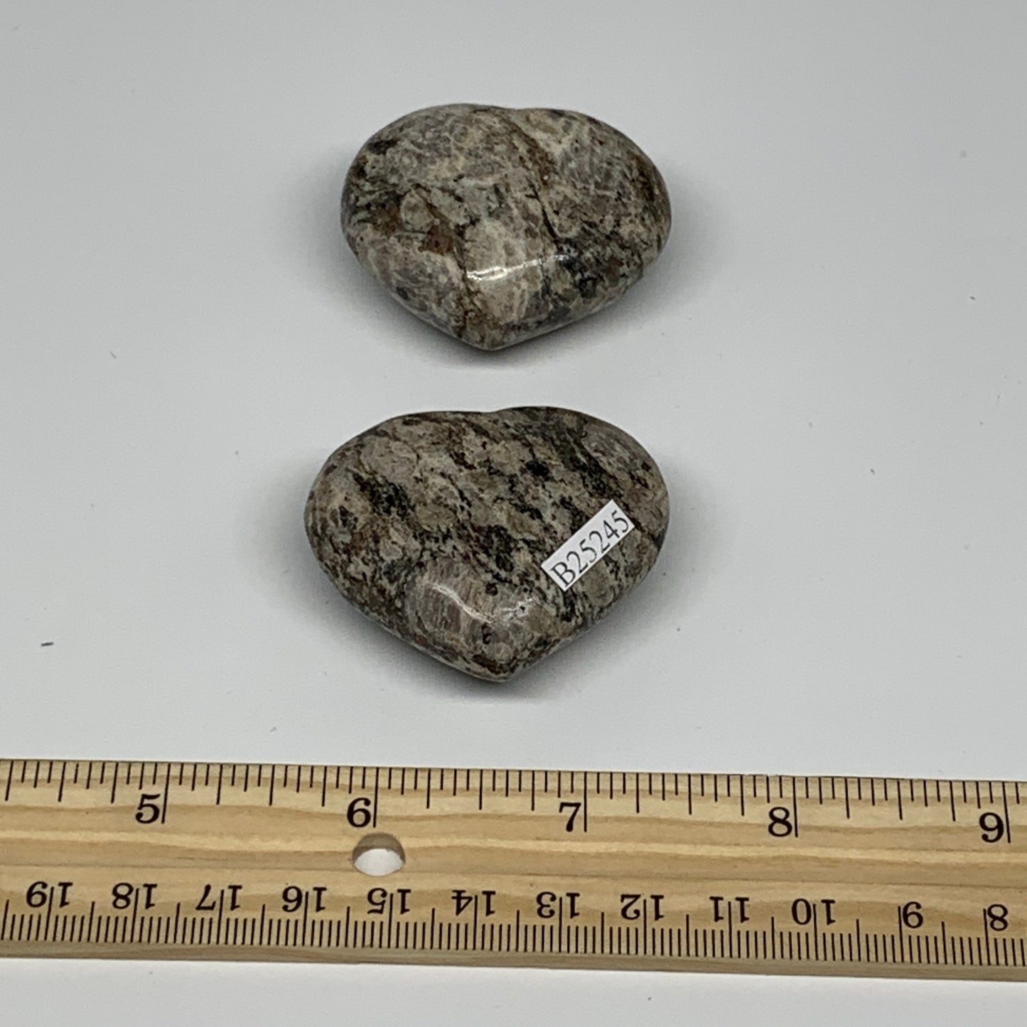 103.8g, 1.5"-1.5" 2pcs, Natural Jungle Jasper Heart Gemstones @Pakistan,B25245
