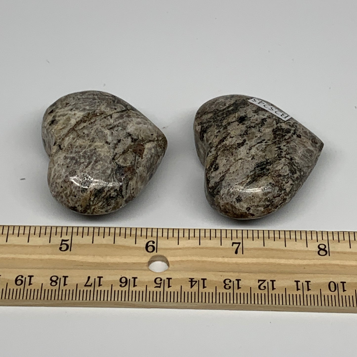 103.8g, 1.5"-1.5" 2pcs, Natural Jungle Jasper Heart Gemstones @Pakistan,B25245