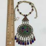 Kuchi Necklace Afghan Tribal Fashion Colorful Glass ATS Necktie Necklace, KN393