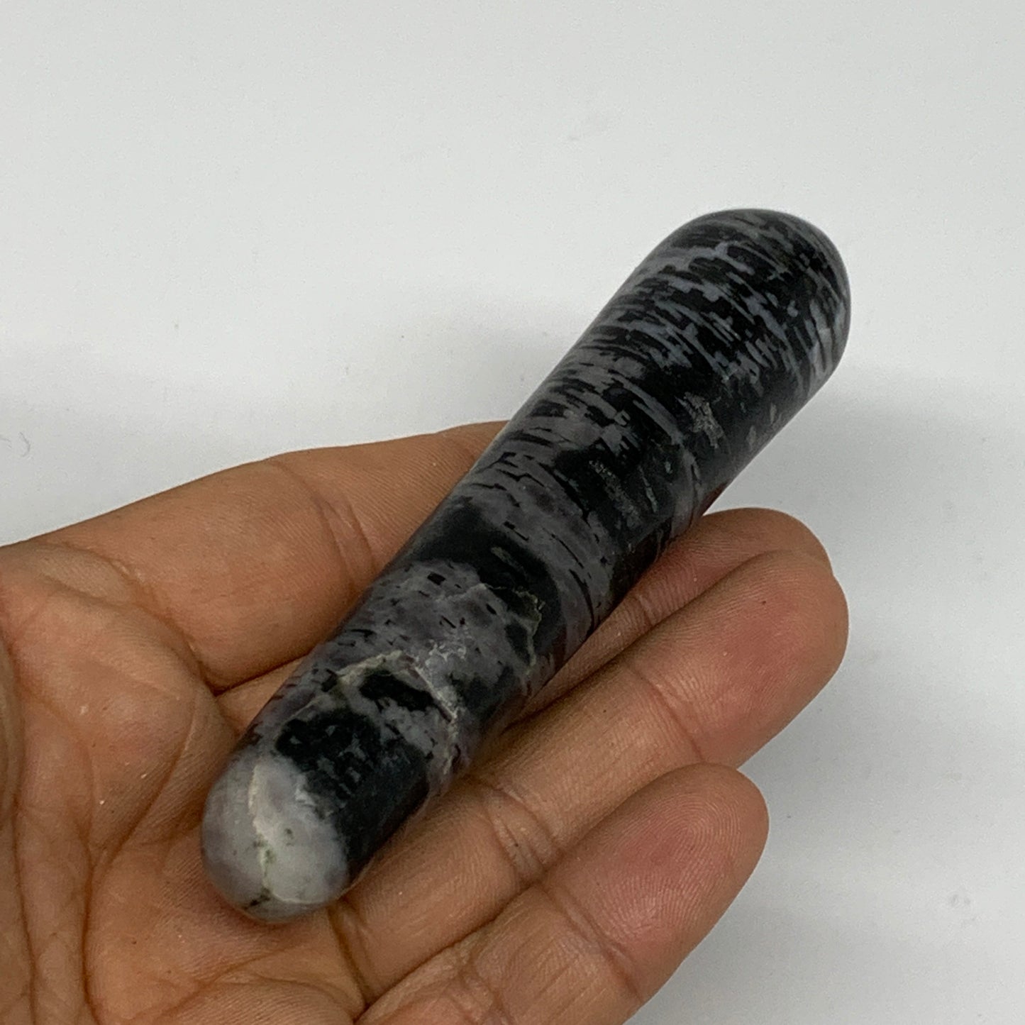82.8g,4"x0.9" Indigo Gabro Merlinite Stick, Wand,Home Decor,Collectible,B18086