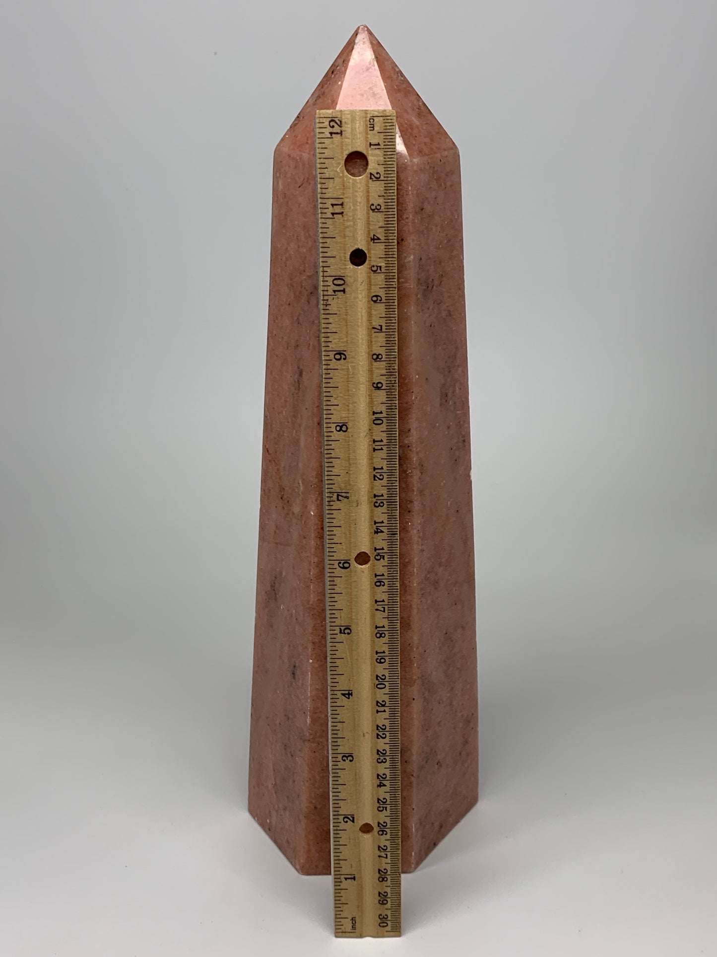 3538 Grams, 12.75" x 3.5" Pink Cipolin Tower Point Crystal @Madagascar,B6275