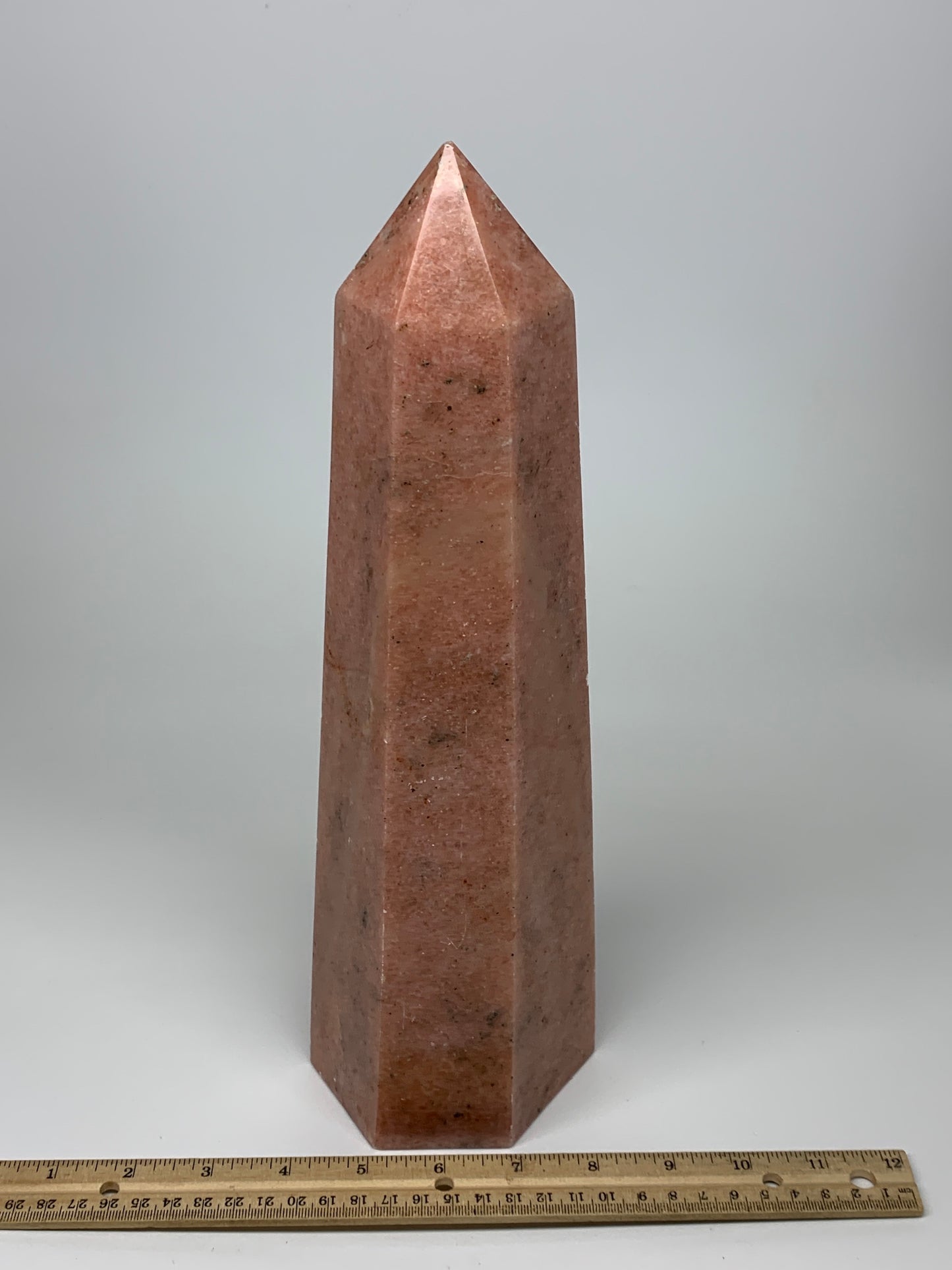 3538 Grams, 12.75" x 3.5" Pink Cipolin Tower Point Crystal @Madagascar,B6275