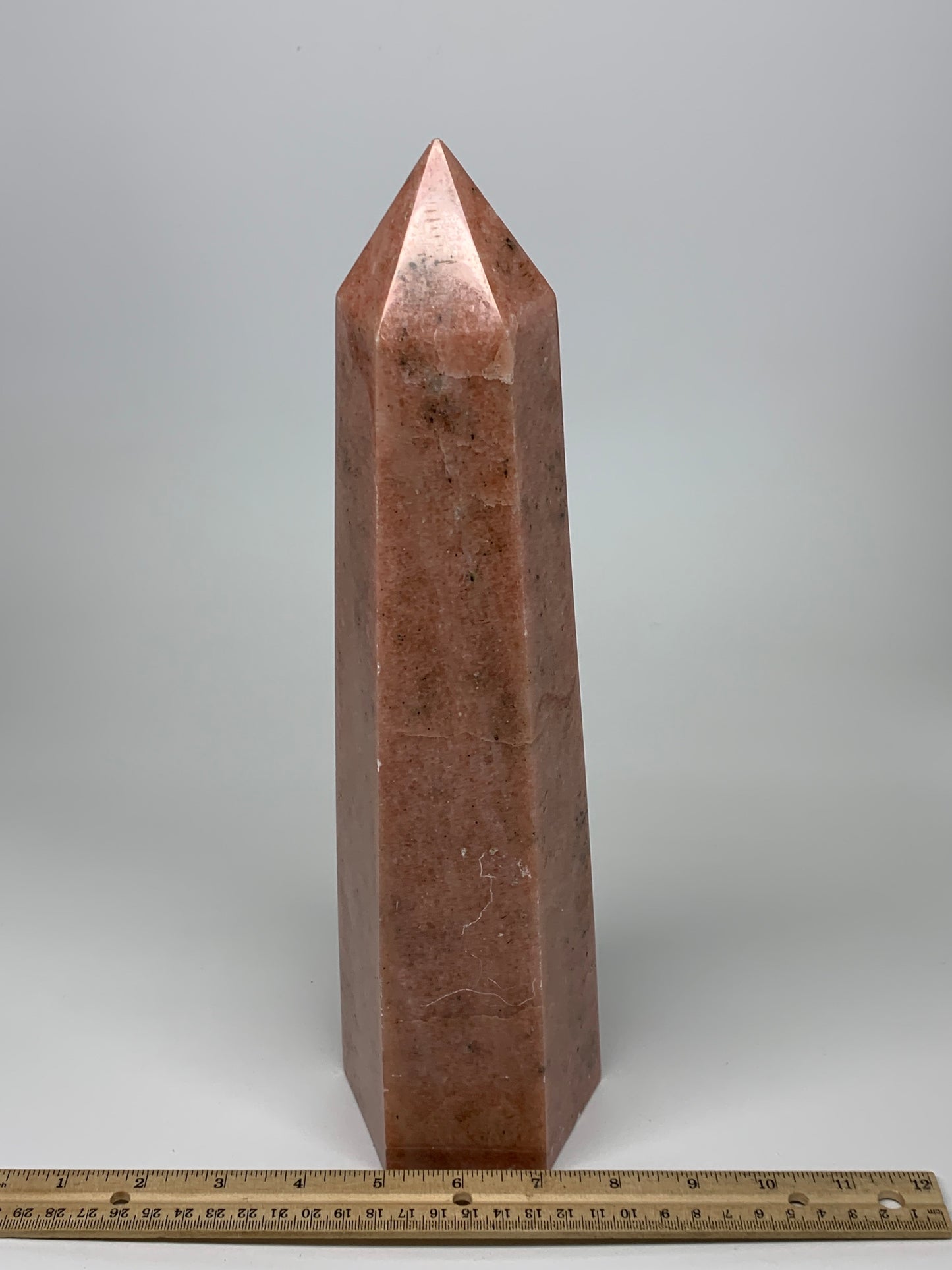 3538 Grams, 12.75" x 3.5" Pink Cipolin Tower Point Crystal @Madagascar,B6275