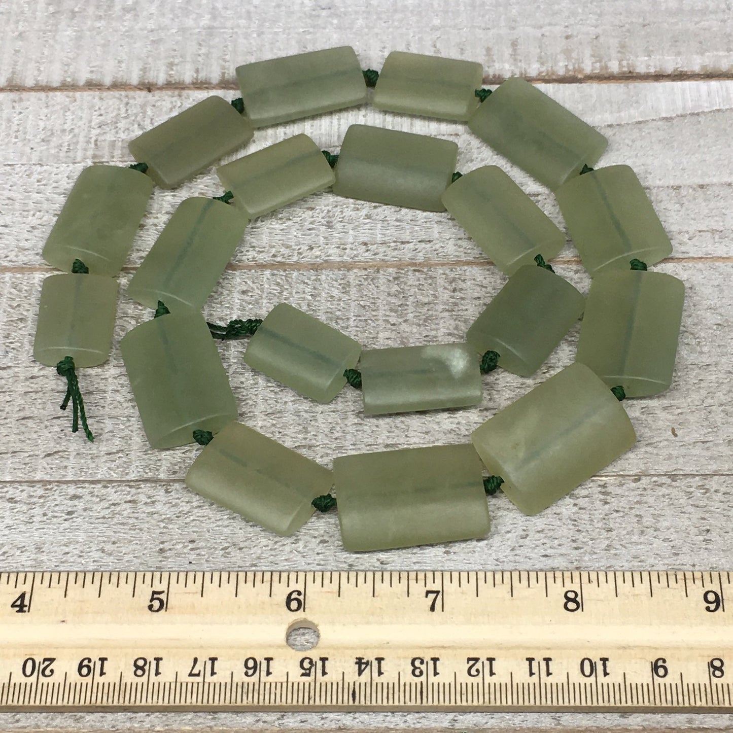 117.2g,20mm-28mm,19 Beads,Natural Serpentine Rectangle Beads Strand, 21", BN216