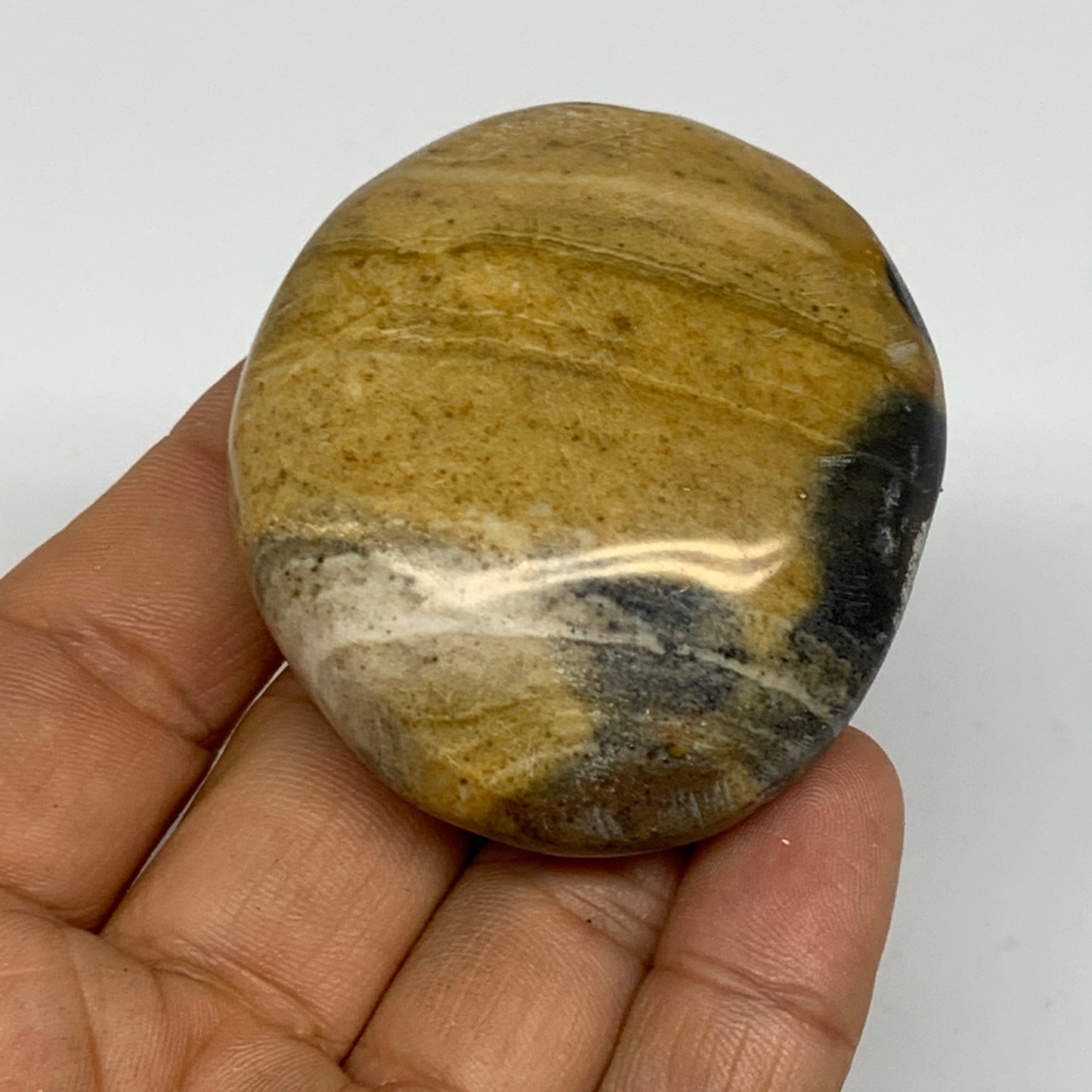 84.5g, 2.2"x2"x0.9", Yellow Ocean Jasper Palm-Stone @Madagascar, B18089
