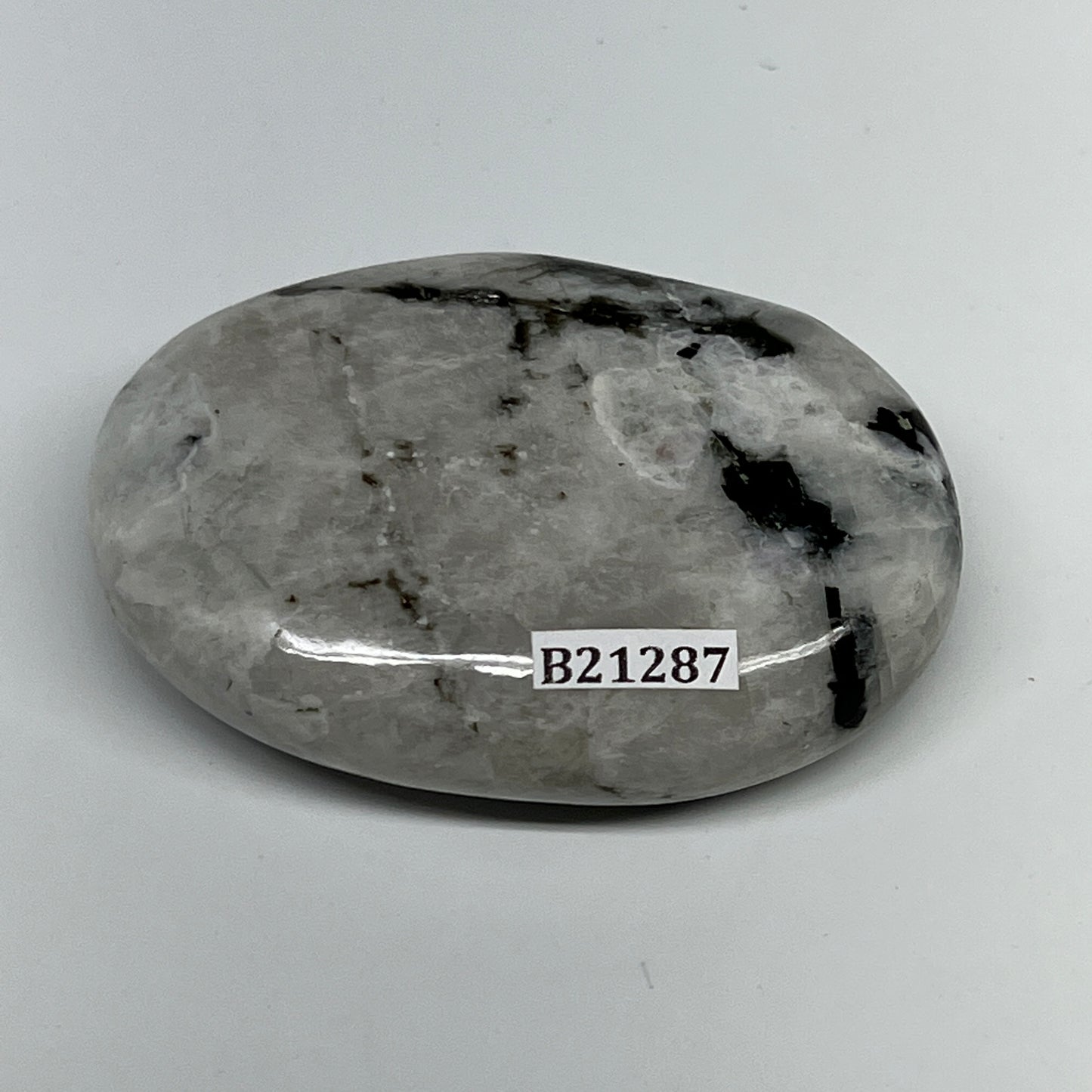 114.3g,2.7"x2"x0.8", Rainbow Moonstone Palm-Stone Polished from India, B21287