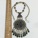 Kuchi Necklace Afghan Tribal Fashion Colorful Glass ATS Necktie Necklace, KN382