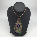 Kuchi Necklace Afghan Tribal Fashion Colorful Glass ATS Necktie Necklace, KN381