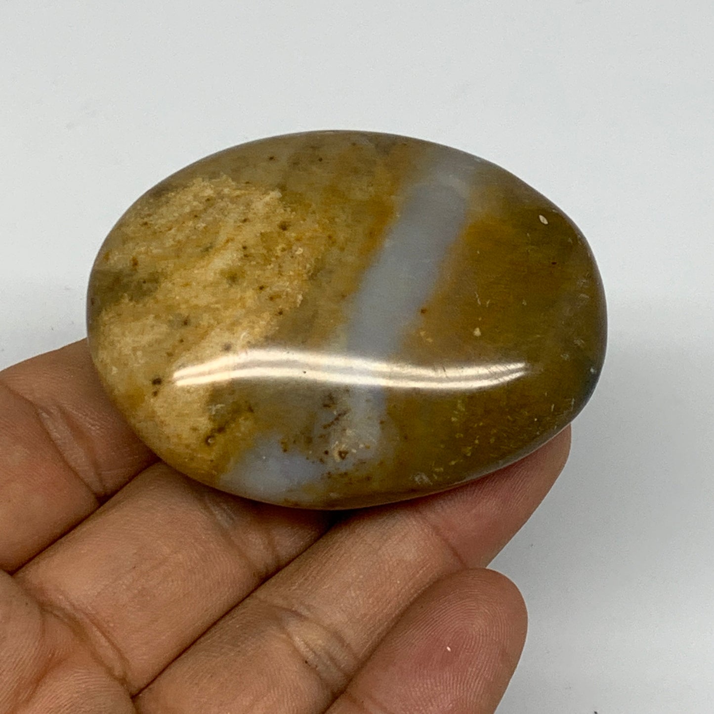 82g, 2.3"x1.8"x0.9", Yellow Ocean Jasper Palm-Stone @Madagascar, B18090