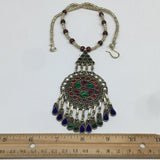 Kuchi Necklace Afghan Tribal Fashion Colorful Glass ATS Necktie Necklace, KN379
