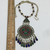 Kuchi Necklace Afghan Tribal Fashion Colorful Glass ATS Necktie Necklace, KN379
