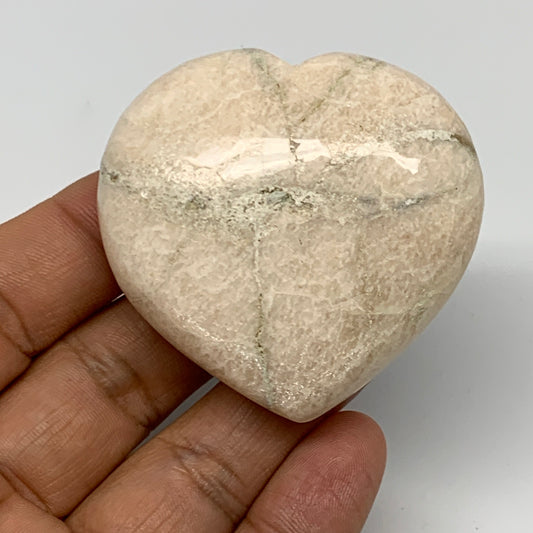 76.6g, 2"x2.1"x0.9", White Moonstone Heart Crystal Polished Gemstone, B22114