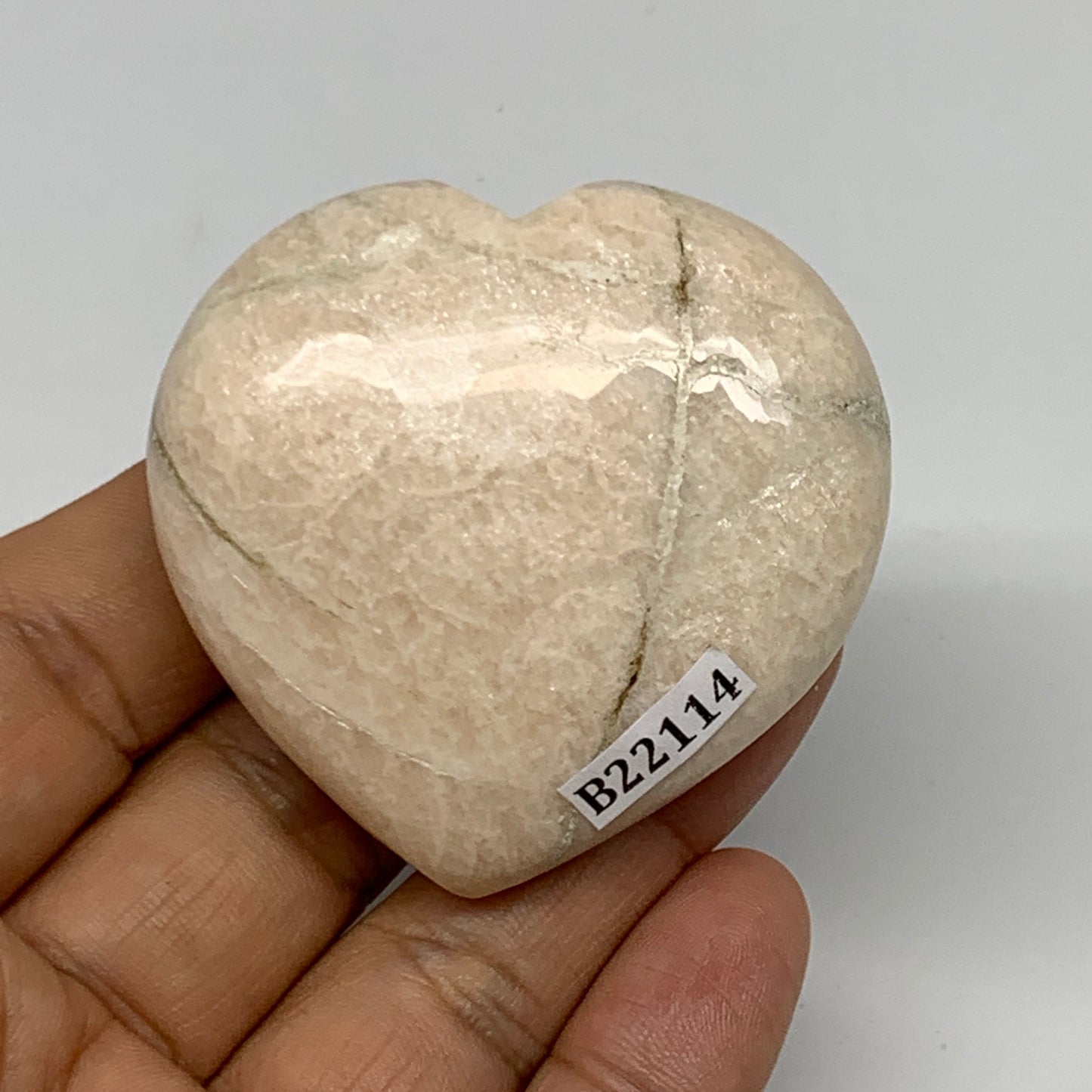 76.6g, 2"x2.1"x0.9", White Moonstone Heart Crystal Polished Gemstone, B22114