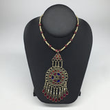 Kuchi Necklace Afghan Tribal Fashion Colorful Glass ATS Necktie Necklace, KN377