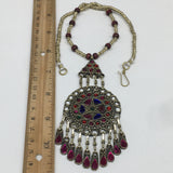 Kuchi Necklace Afghan Tribal Fashion Colorful Glass ATS Necktie Necklace, KN377