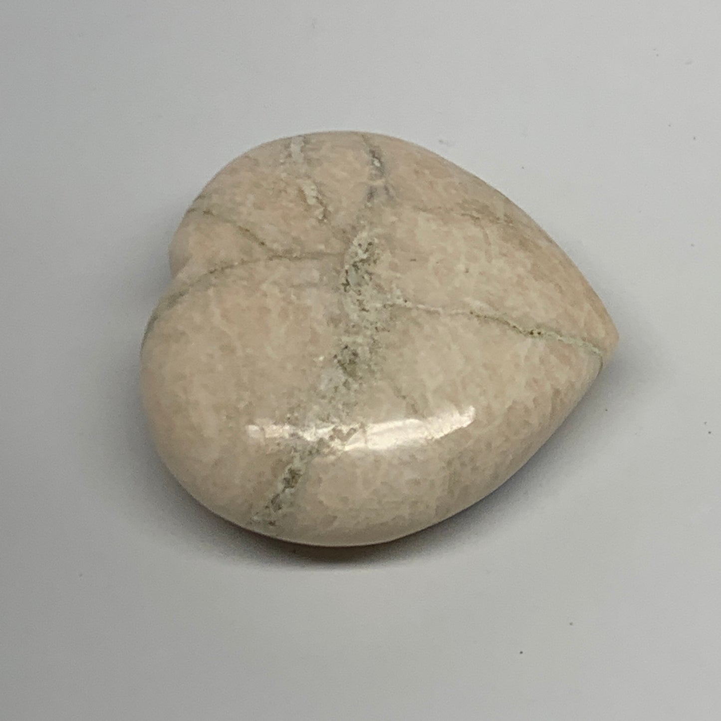 76.6g, 2"x2.1"x0.9", White Moonstone Heart Crystal Polished Gemstone, B22114