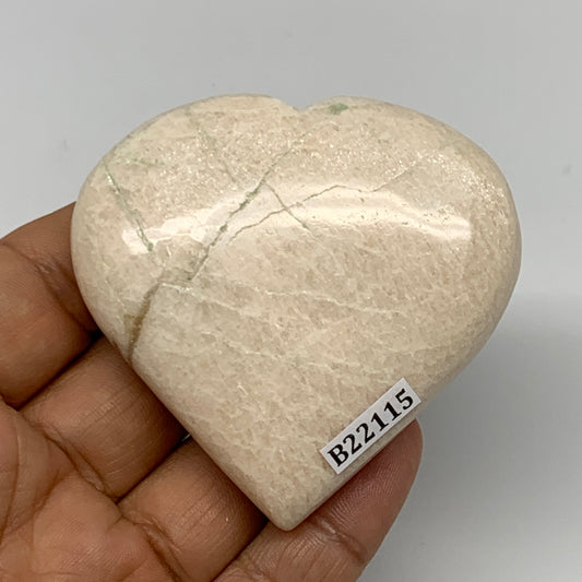 101.5g, 2.5"x2.5"x0.8", White Moonstone Heart Crystal Polished Gemstone, B22115